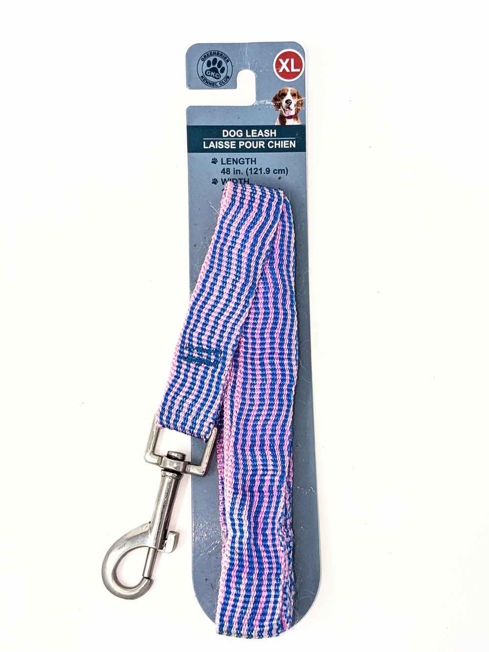 XL Pink and Blue Striped Dog Leash XL